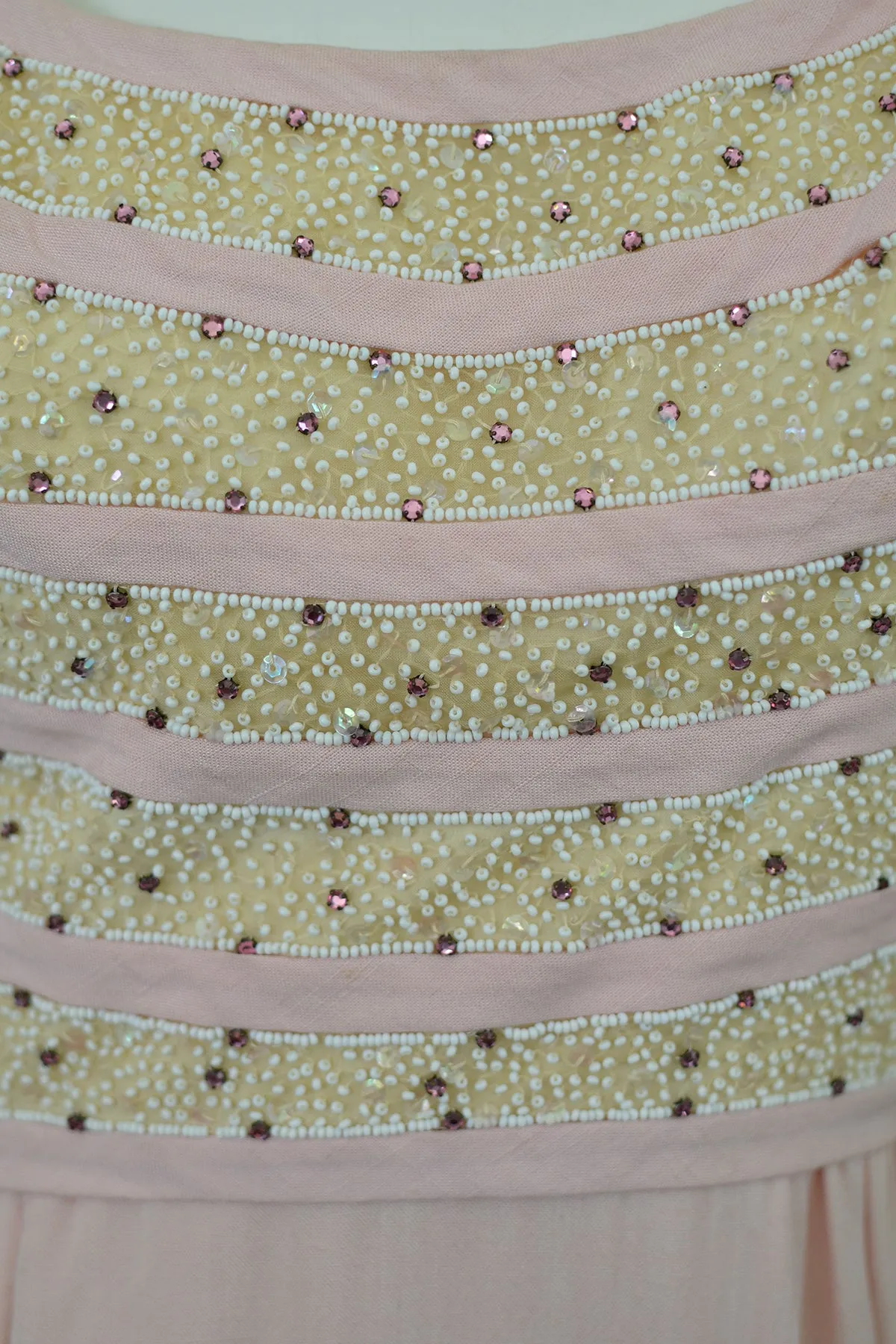 1960s Pale Pink Beaded Short Cocktail Dress