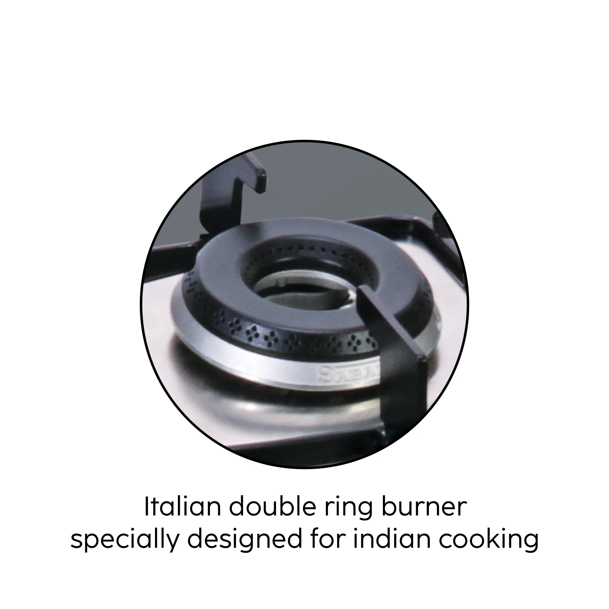 3 Burner Glass Hob Top SS Frame Italian Double Ring Burner Auto Ignition (1073 SQF IN)