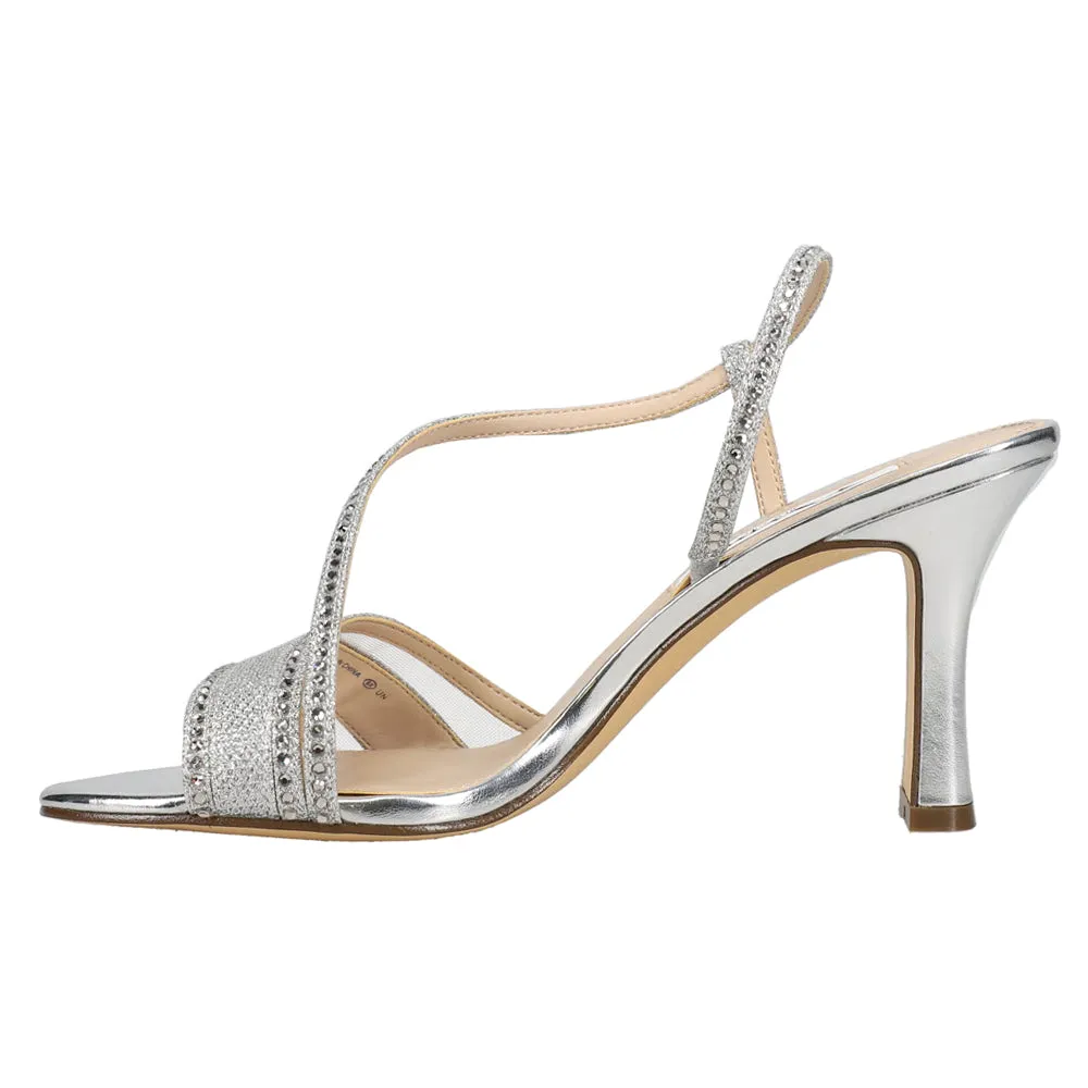 Abbi Metallic Rhinestone Wedding Sling Back Sandals