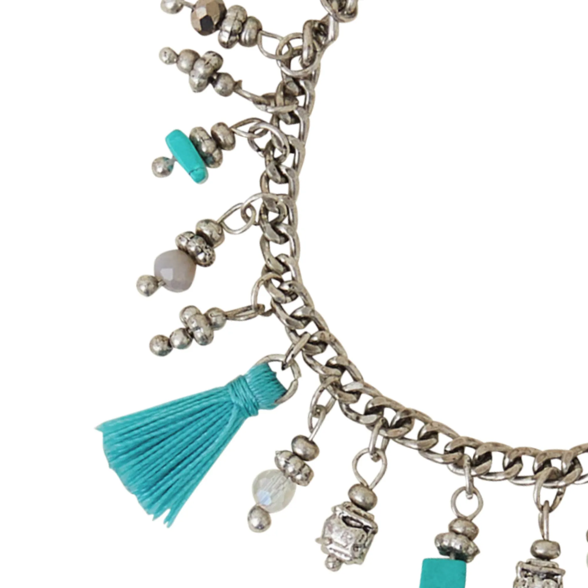 Accessorize London Women's Blue Tassel Charm Bracelet