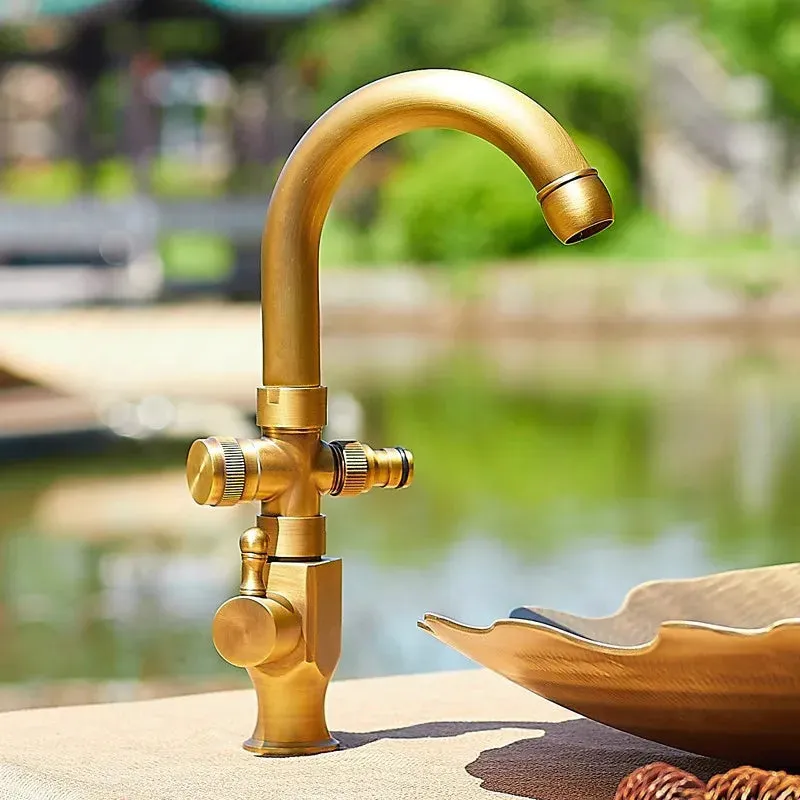 Antique Copper Single Cold Water Faucet European Outdoor Faucet