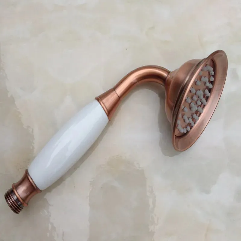 Antique Red Copper Brass Wall Mounted Bathroom Rainfall Shower Faucet Set