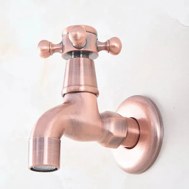 Antique Red Copper Wall Mounted Laundry Garden Washing Machine Faucet