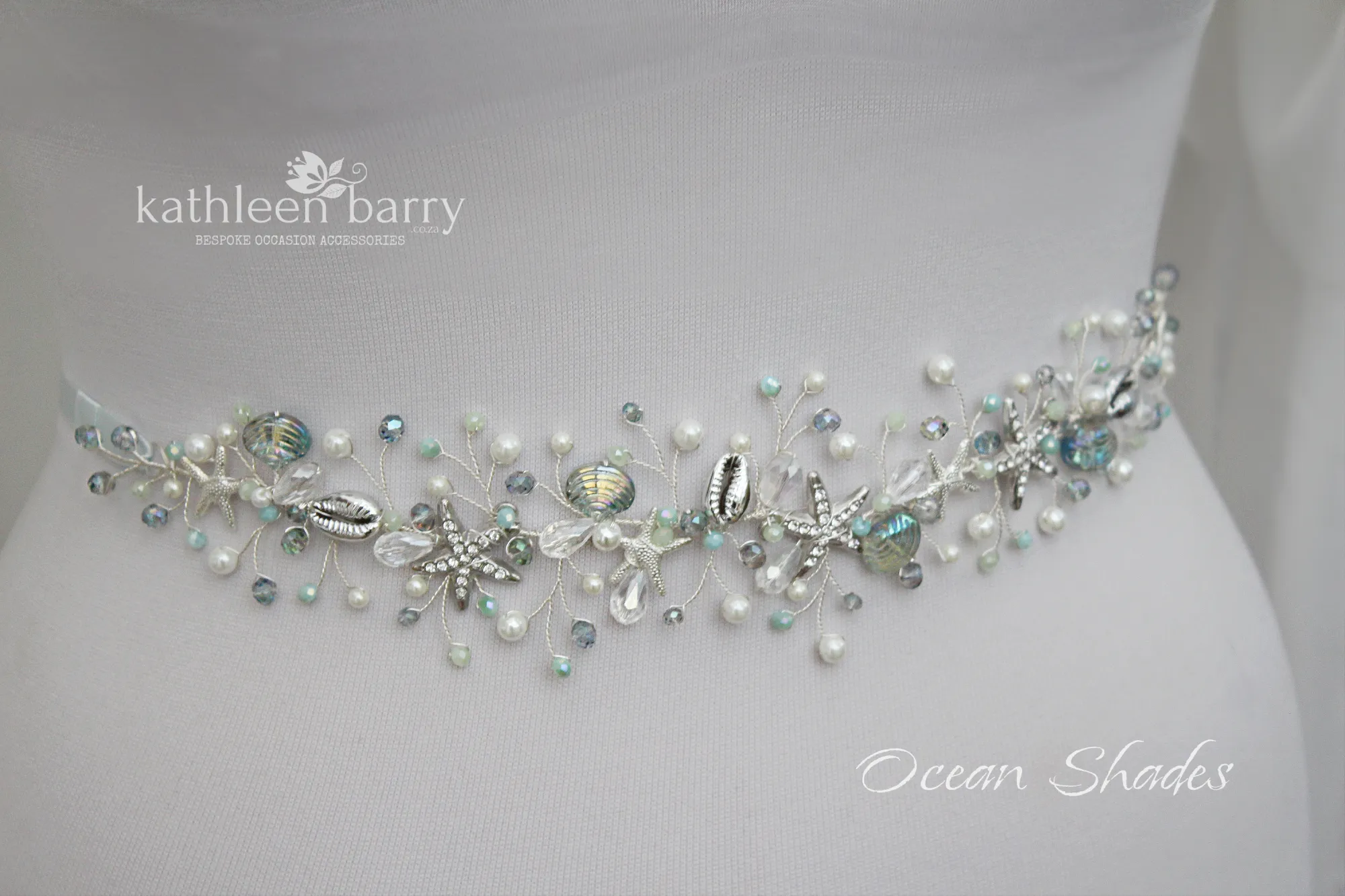 Ariel Starfish & shell wedding dress sash belt - color options available