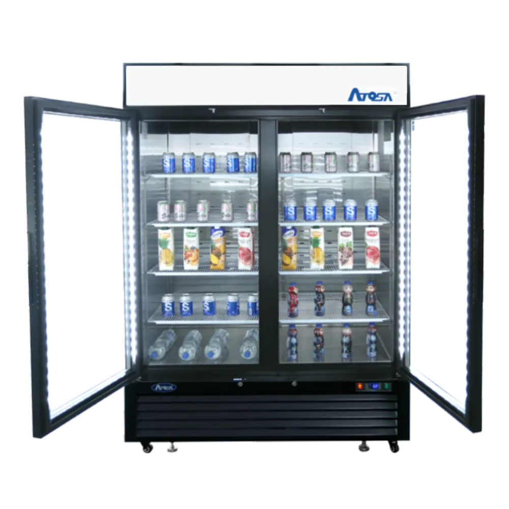 Atosa 54" Merchandising Freezer with 2 Glass Doors, Black Exterior