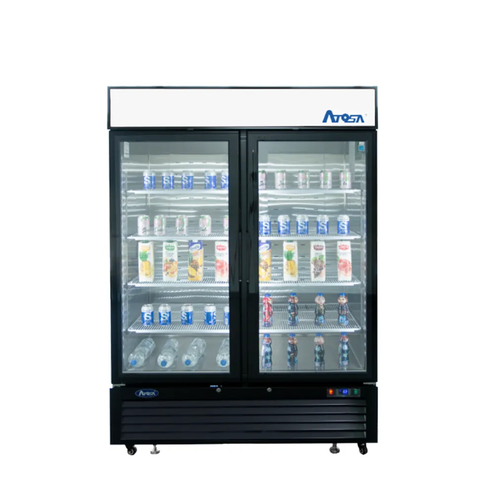 Atosa 54" Merchandising Freezer with 2 Glass Doors, Black Exterior