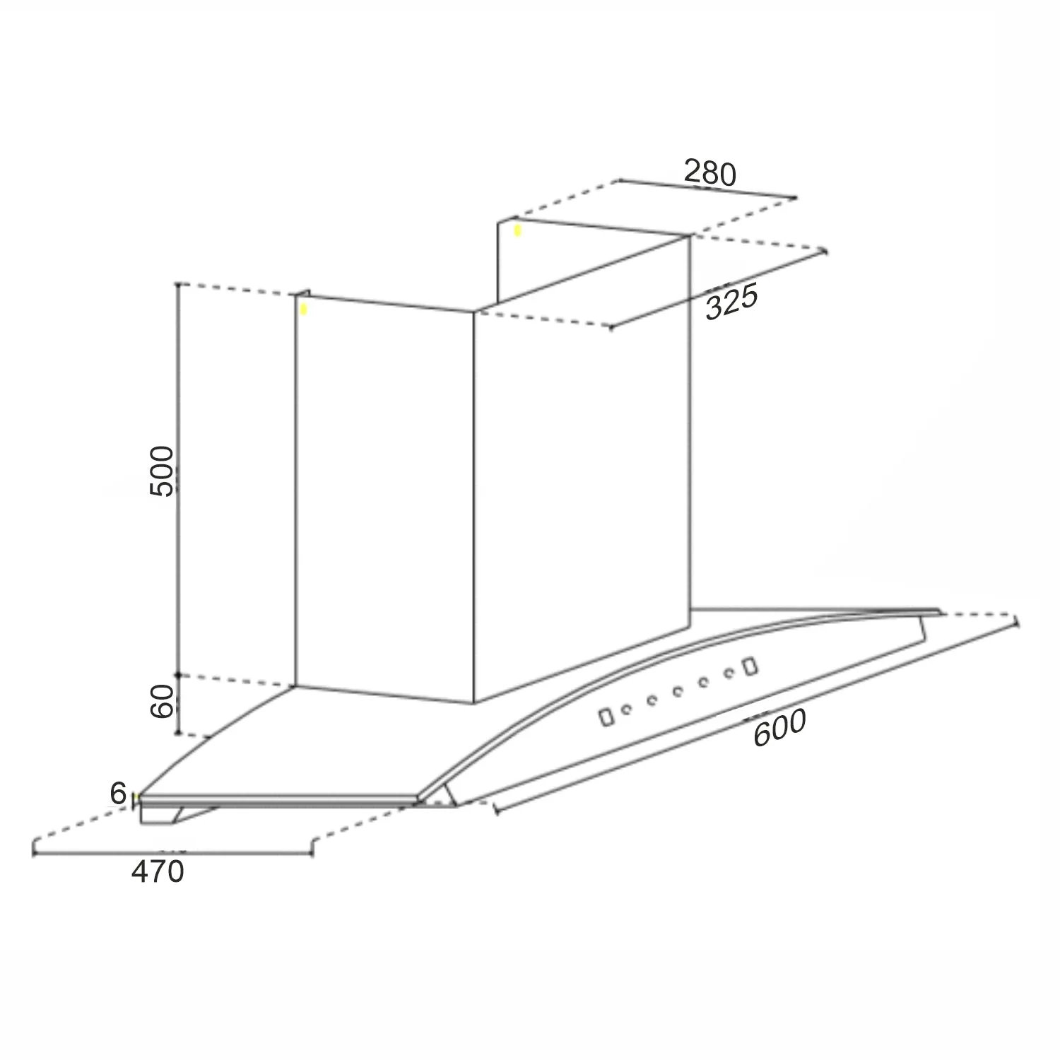 Auto Clean Curved Glass Kitchen Chimney, Baffle Filters, Motion Sensor 60/90cm 1200 m3/h - Silver (6066 MS AC)