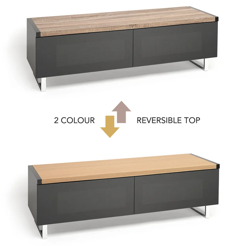 AVF Panorama 1.2M TV Stand with Reversible Top - Light Oak & Grey Oak | PM120LOGO