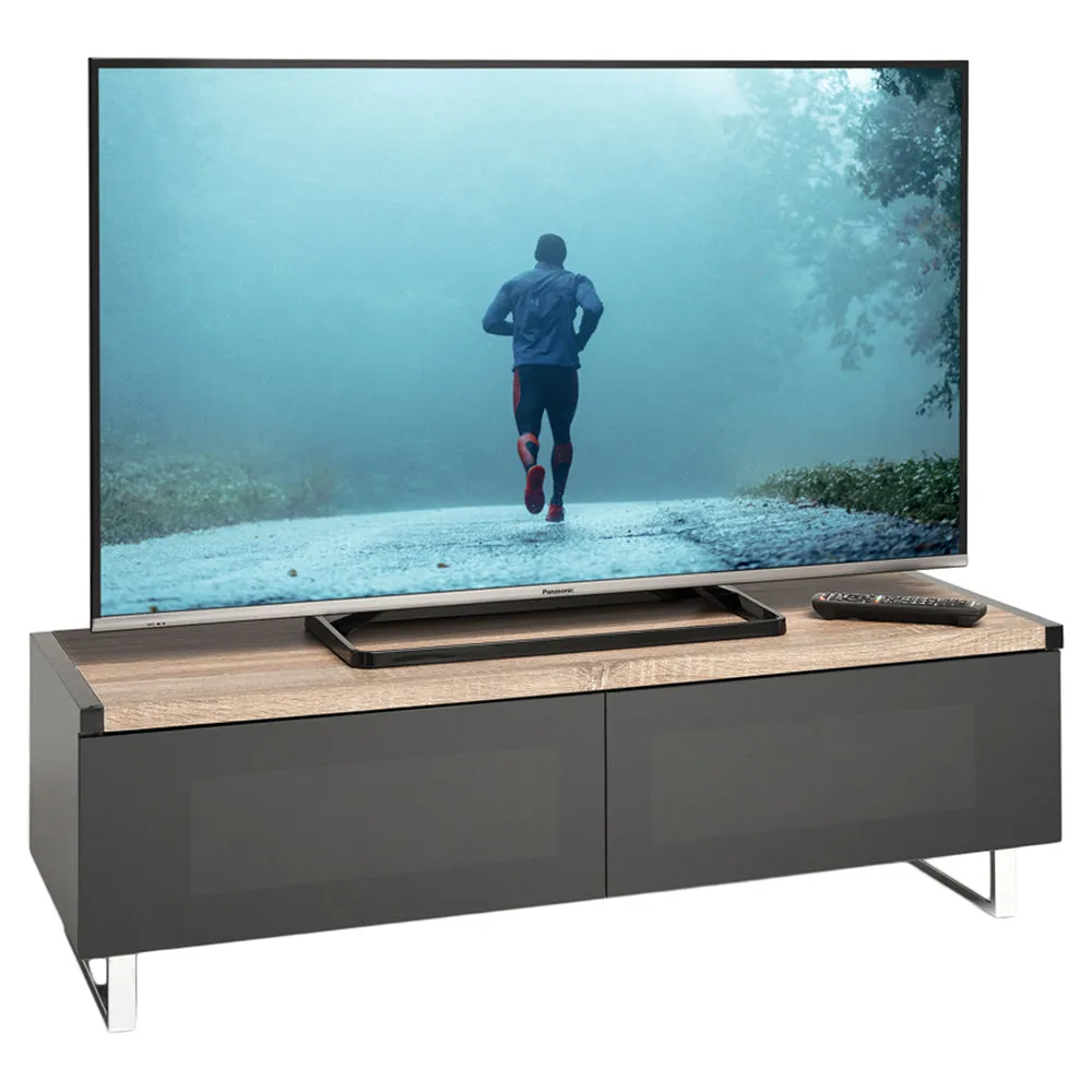 AVF Panorama 1.2M TV Stand with Reversible Top - Light Oak & Grey Oak | PM120LOGO