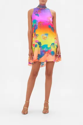 BACK NECK TIE SHORT DRESS FLIGHT OF THE FLAMINGO