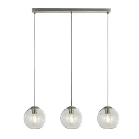 Balls 3 Light Chrome Bar Pendant With Clear Glass Shades