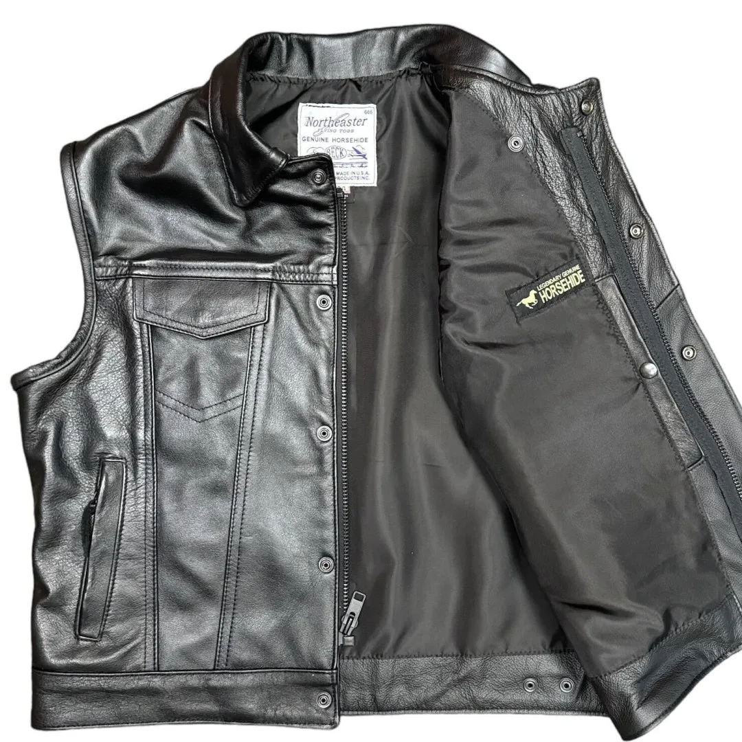 BECK® 501 Trucker Style Genuine Horsehide Motorcycle Vest - Chestnut Brown