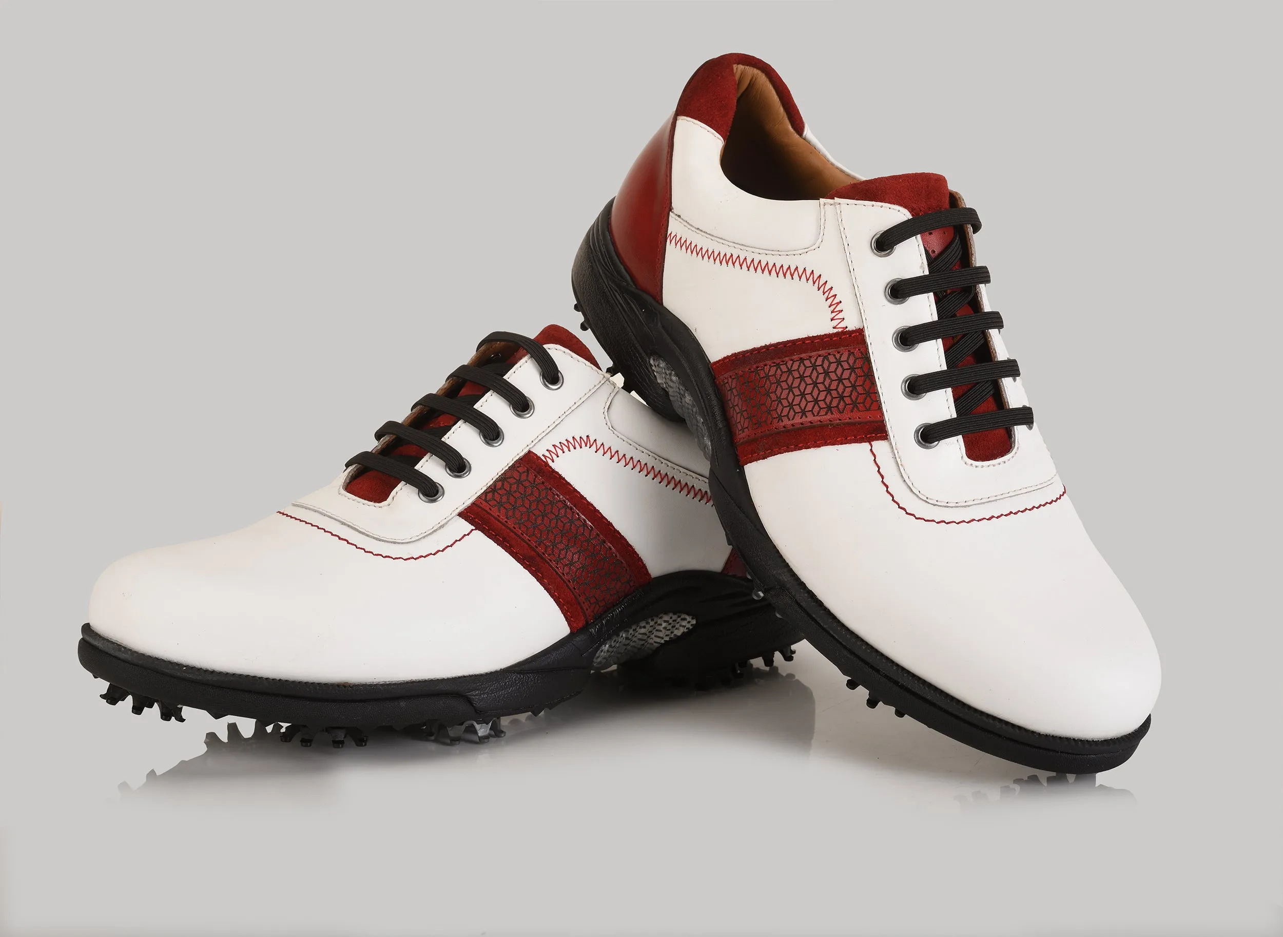 Berlin Antique White-Red Golf Shoes