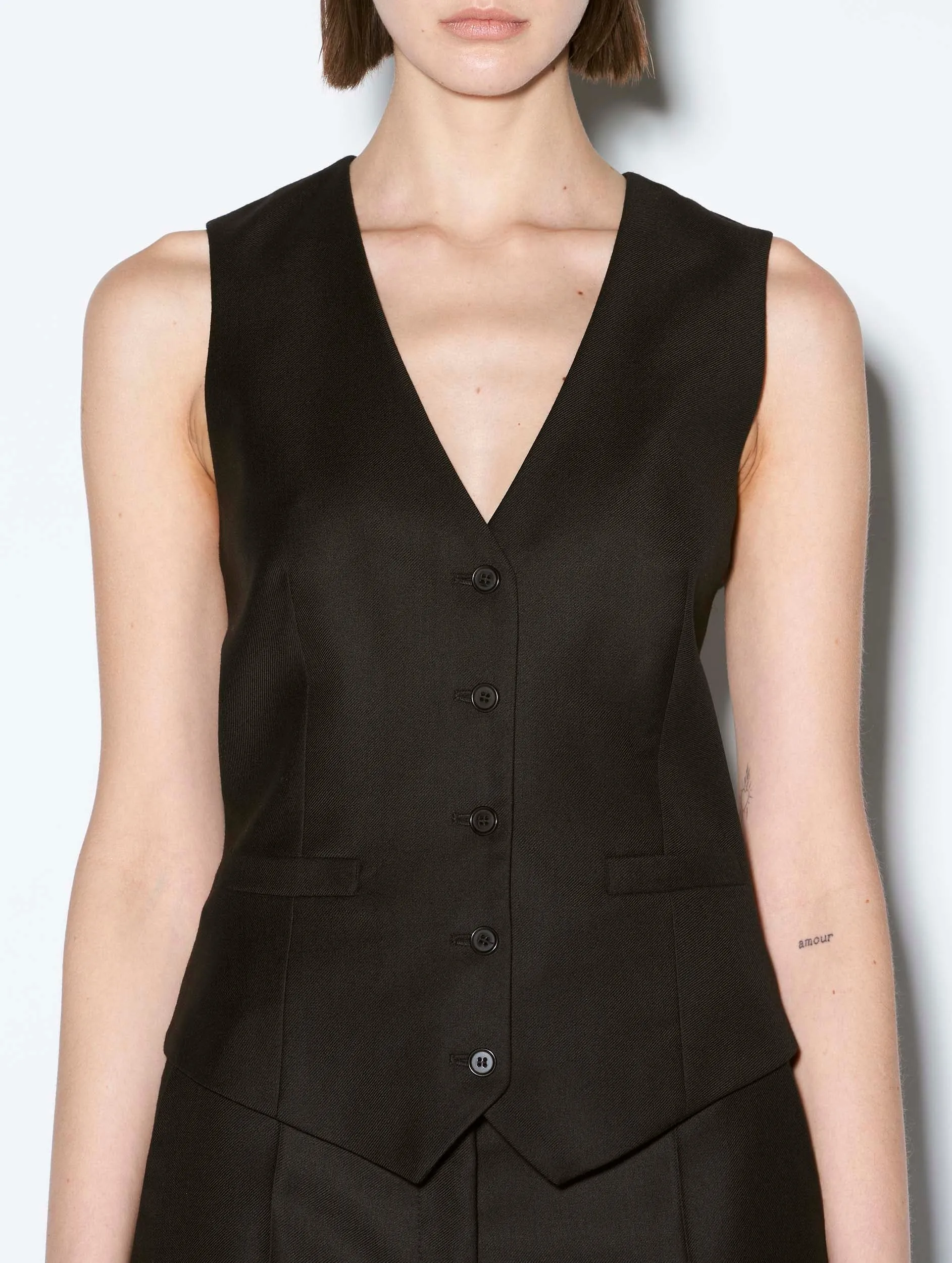 Black cashmere wool suit waistcoat