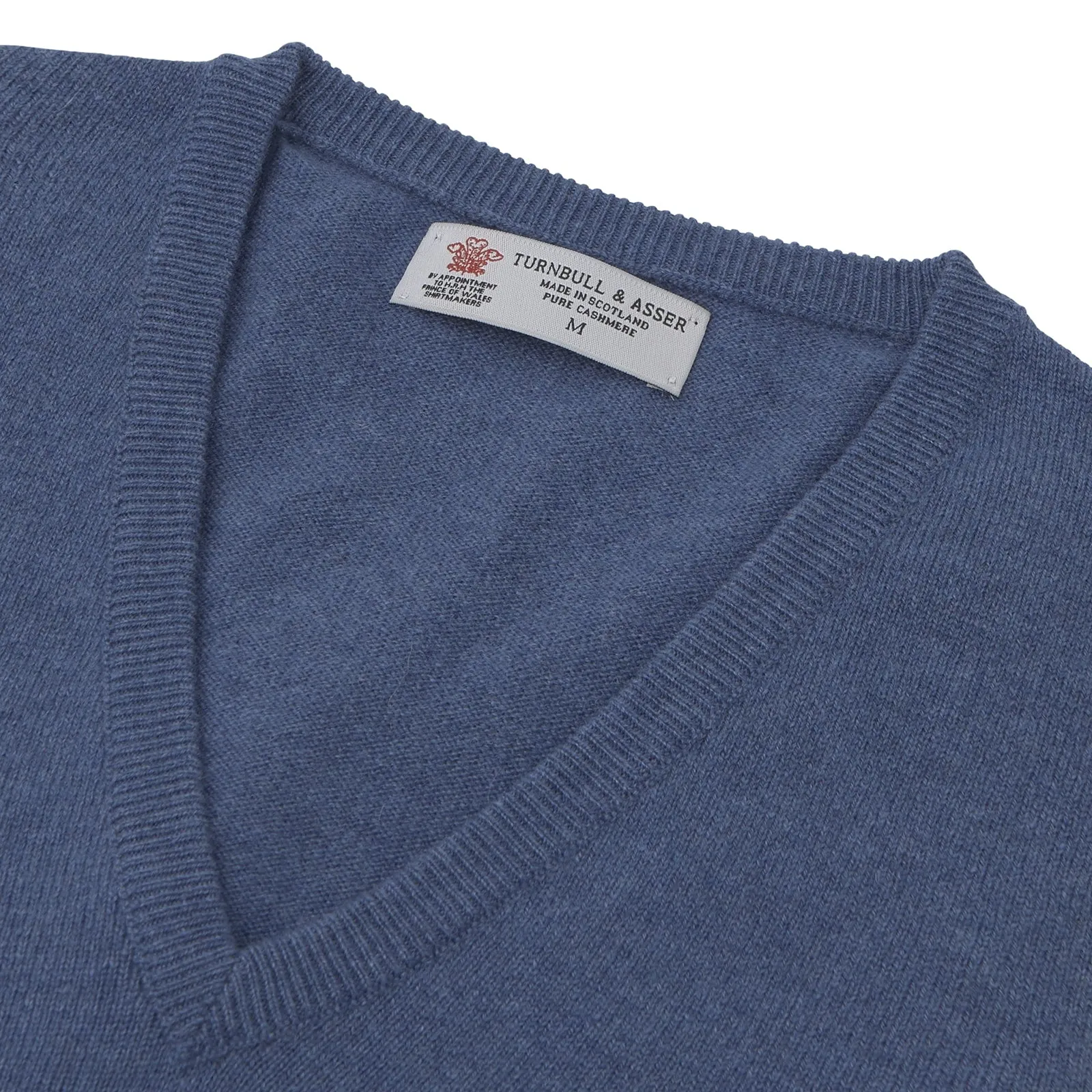 Blue V-Neck Cashmere Slipover