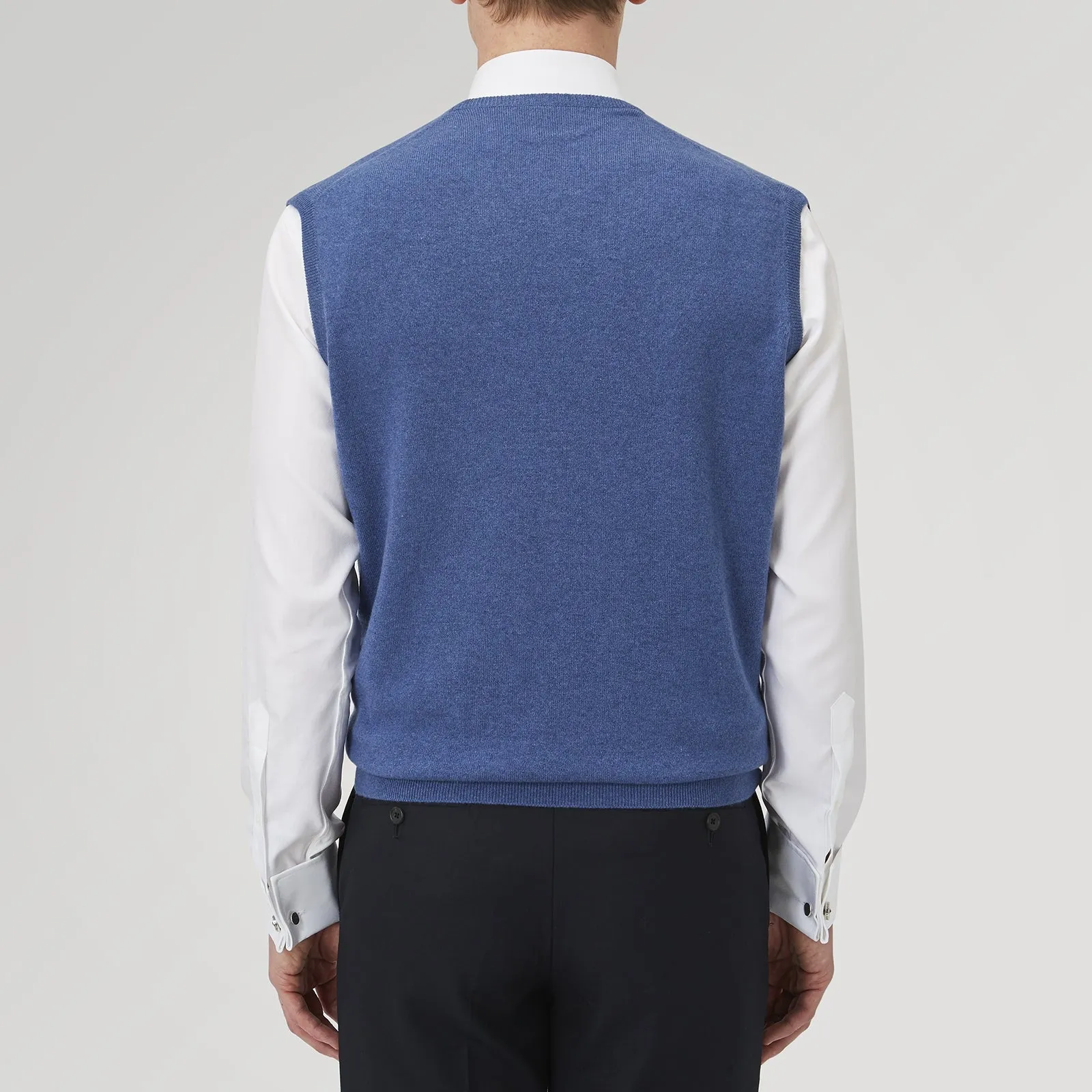 Blue V-Neck Cashmere Slipover