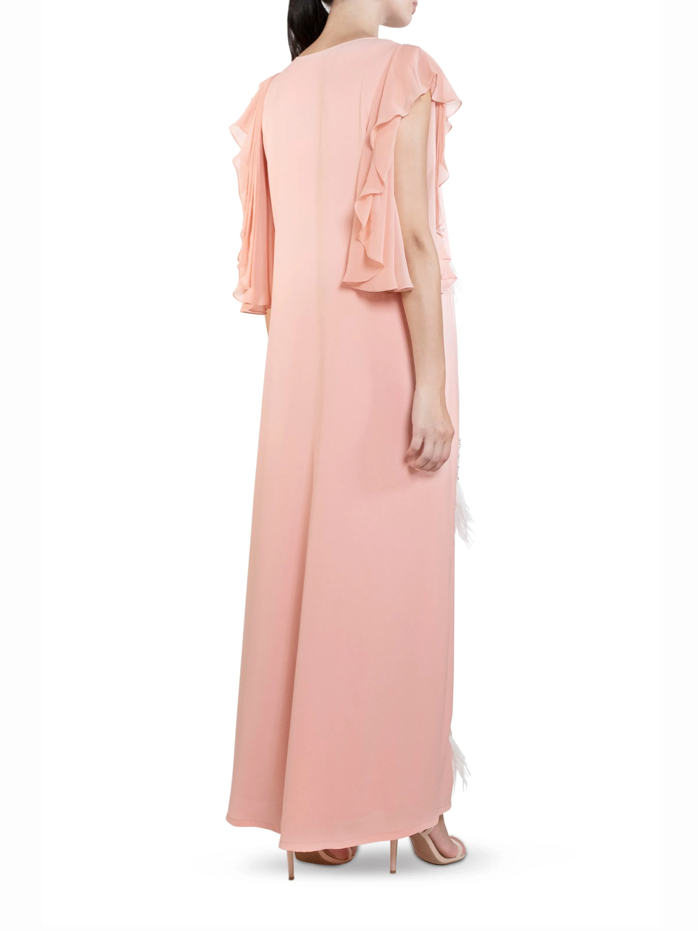 Blush Feather Embellished Kaftan