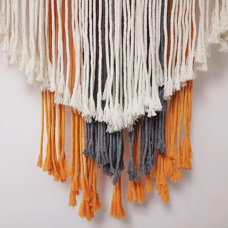 Bohemia Orange Beige Wall Hanging with Tassels