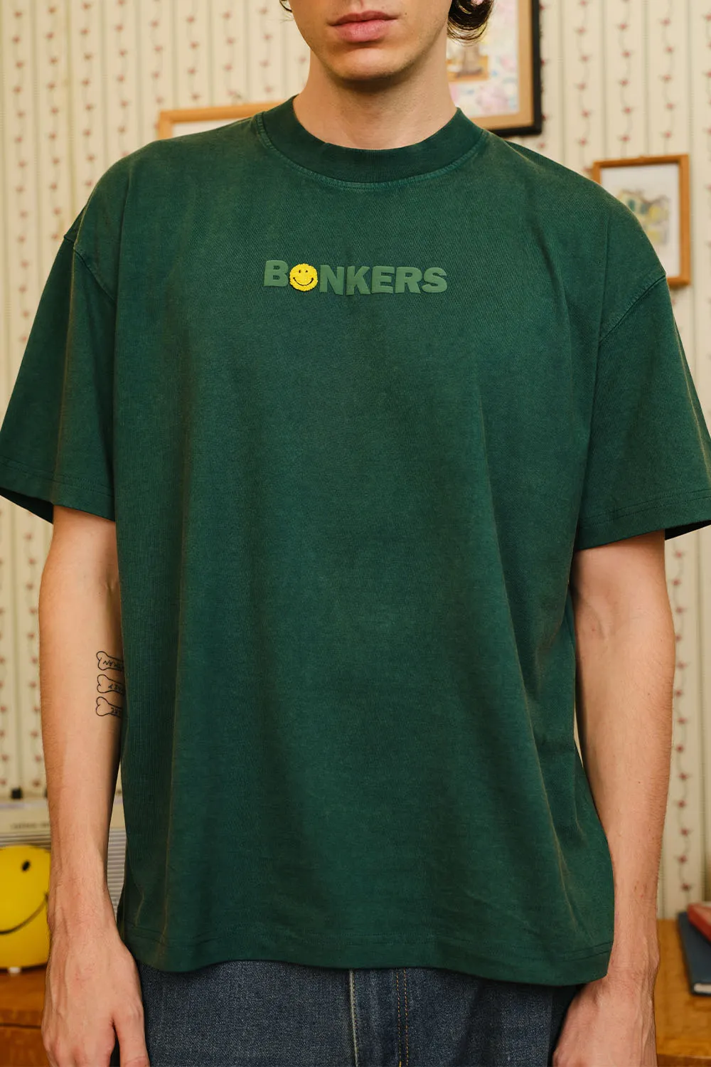 Bottle Green Smiley Originals x Bonkers Oversized T-shirt