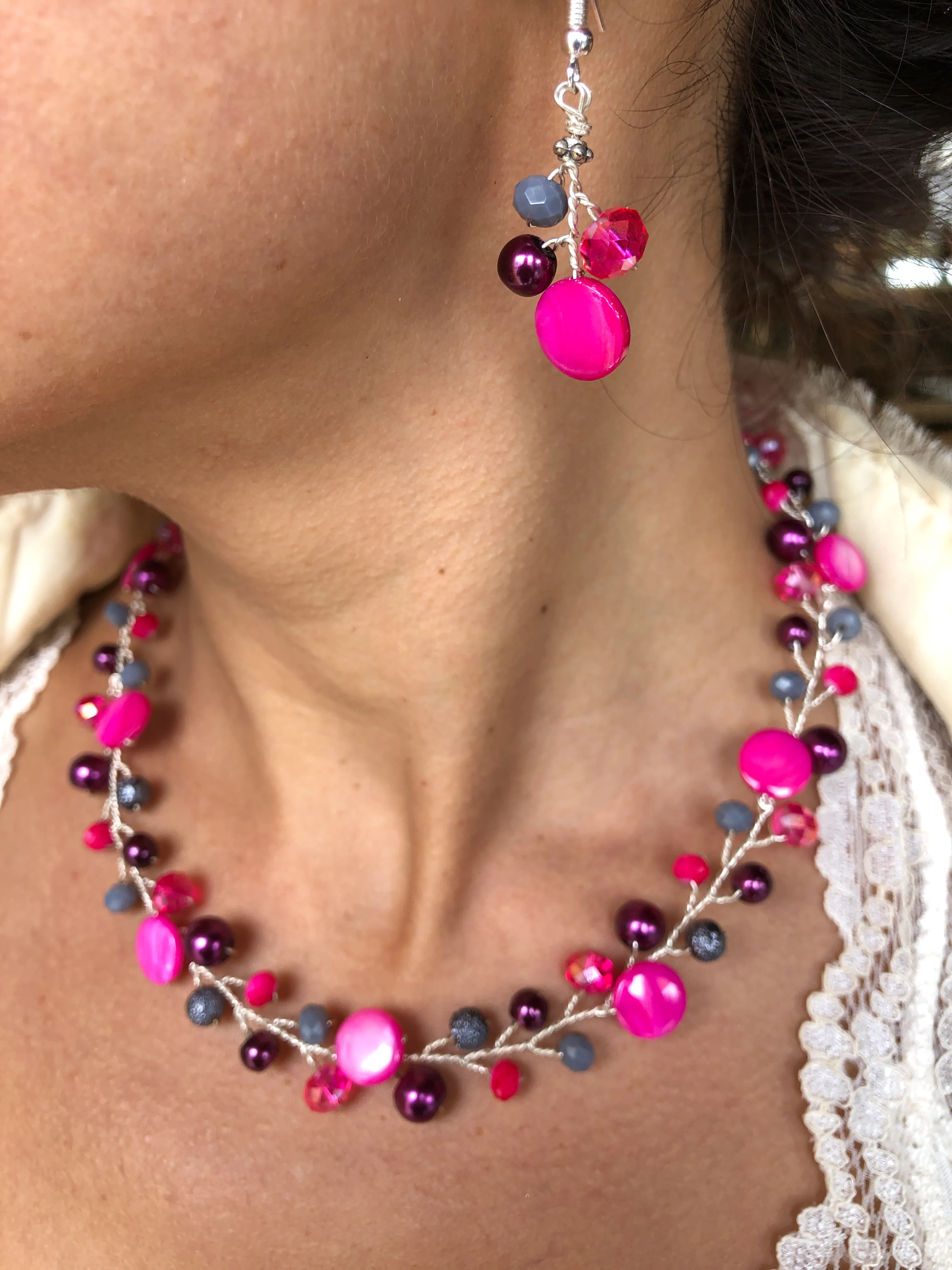 Branch Necklace- Fuchsia & Purple