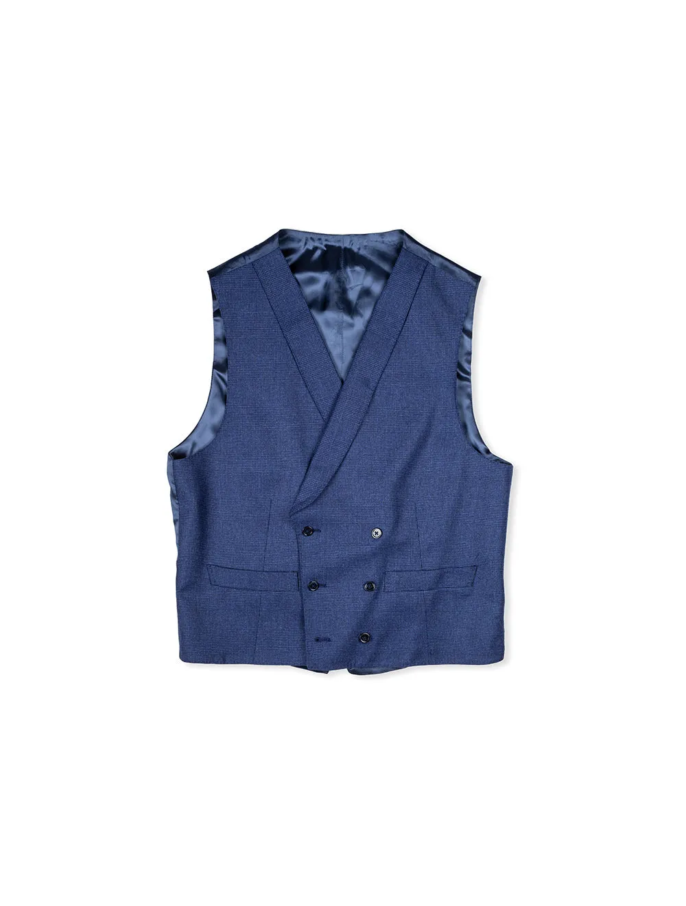 Check Cashmere Blend 3 Piece Suit Blue