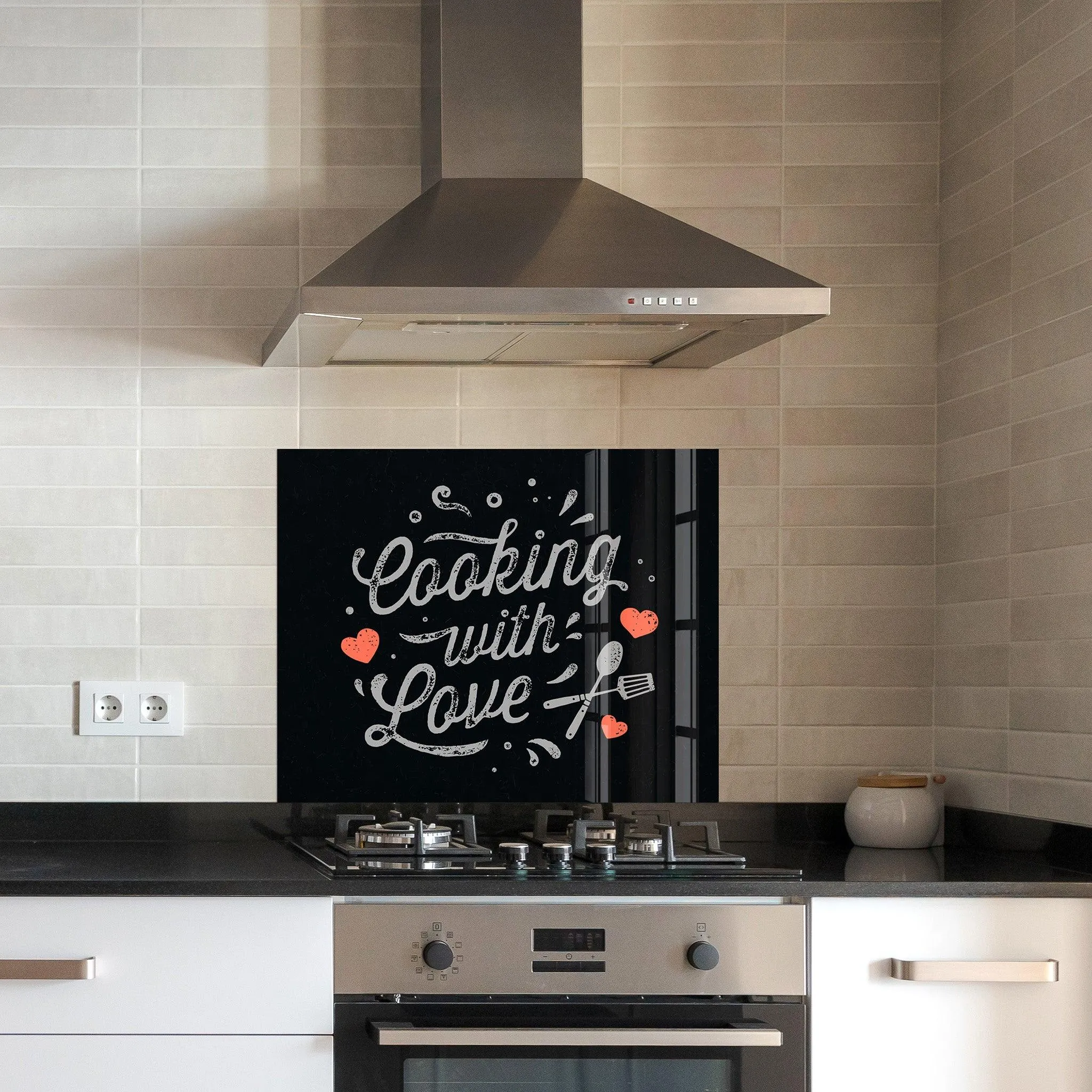 Cooking With Love V2 | Glass Printed Backsplash for your Kitchen