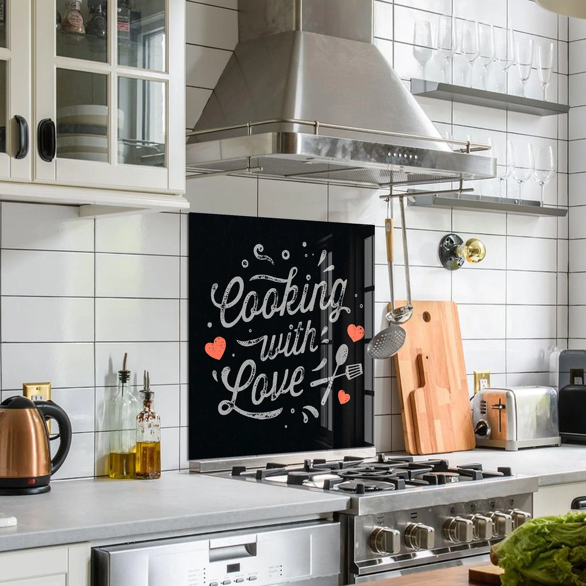 Cooking With Love V2 | Glass Printed Backsplash for your Kitchen