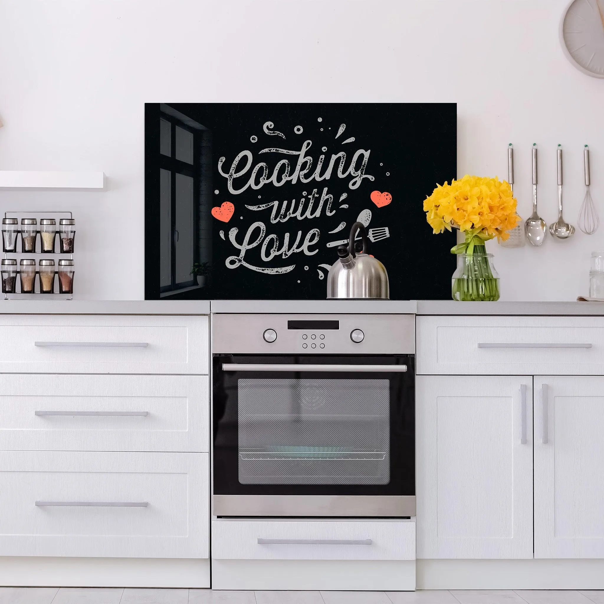 Cooking With Love V2 | Glass Printed Backsplash for your Kitchen