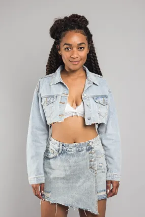 Cropped Backless Denim Jacket