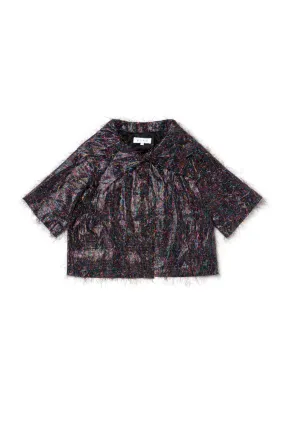 Cropped Car Coat - Rainbow Tinsel