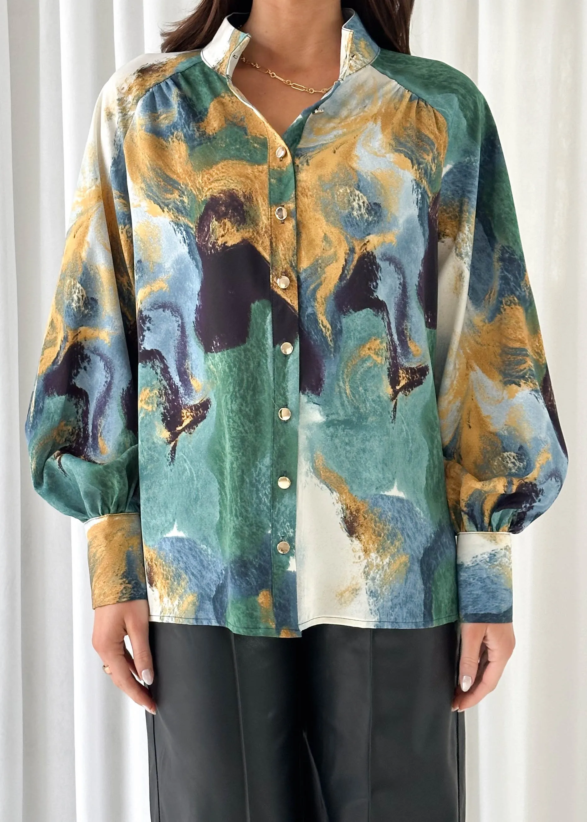 Elle Shirt - Ocean Marble