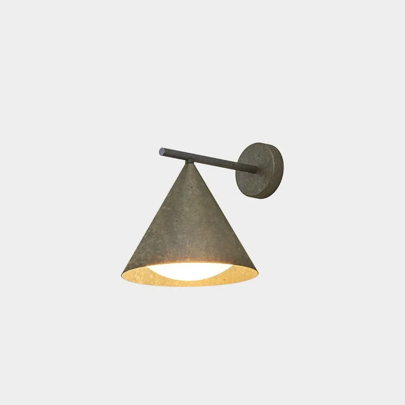 Exterior Brass Cone Straight Arm Wall Light