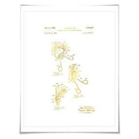 Eyelash Curler Gold Foil Patent Illustration. 7 Foil Colours. Feminine Poster. Vintage Art Print