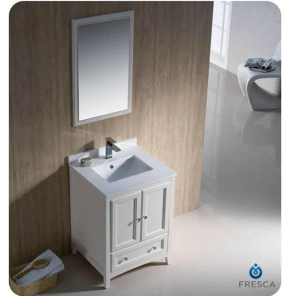 Fresca Oxford 24 Antique White Traditional Bathroom Vanity with Faucet FVN2024A