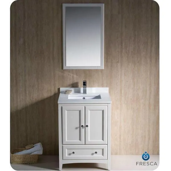 Fresca Oxford 24 Antique White Traditional Bathroom Vanity with Faucet FVN2024A