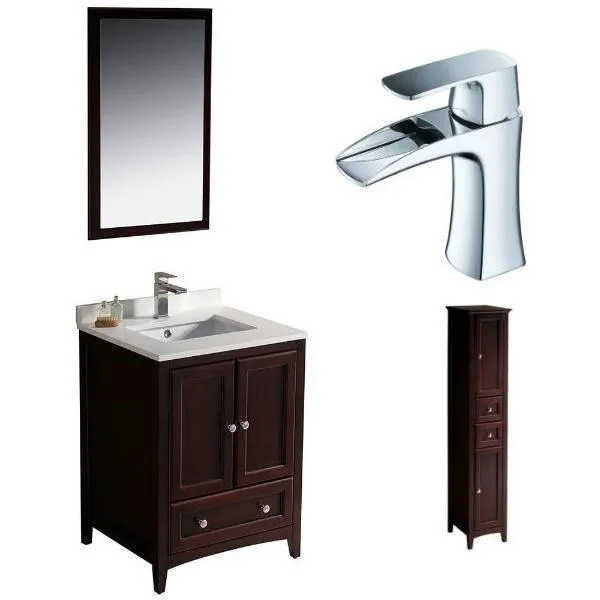 Fresca Oxford 24 Mahogany Traditional Single Bathroom Vanity with Faucet FVN2024