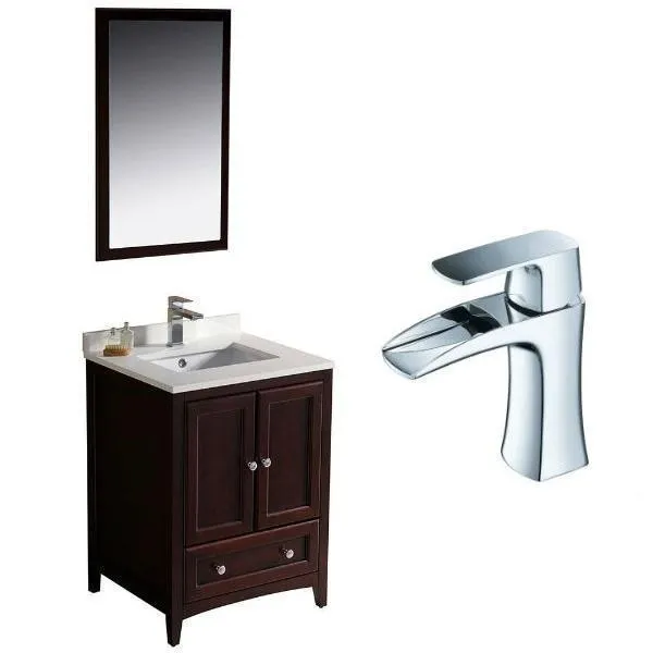 Fresca Oxford 24 Mahogany Traditional Single Bathroom Vanity with Faucet FVN2024