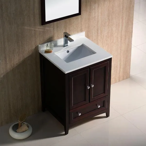 Fresca Oxford 24 Mahogany Traditional Single Bathroom Vanity with Faucet FVN2024