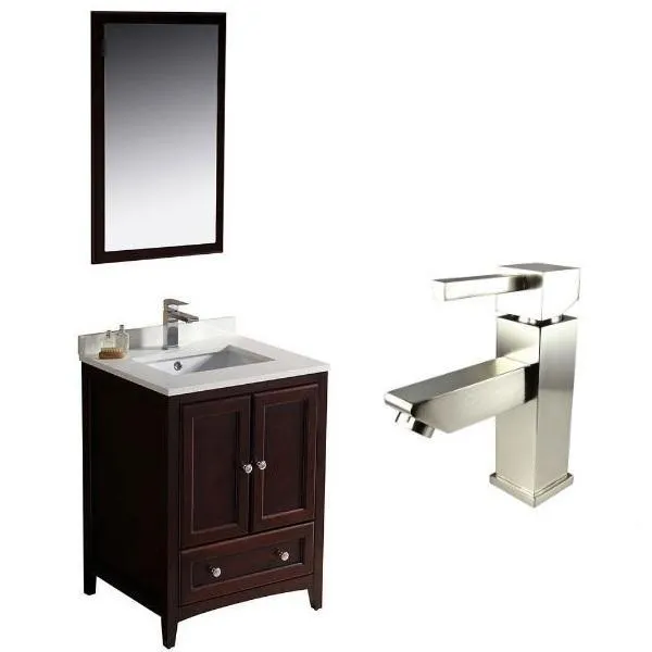 Fresca Oxford 24 Mahogany Traditional Single Bathroom Vanity with Faucet FVN2024