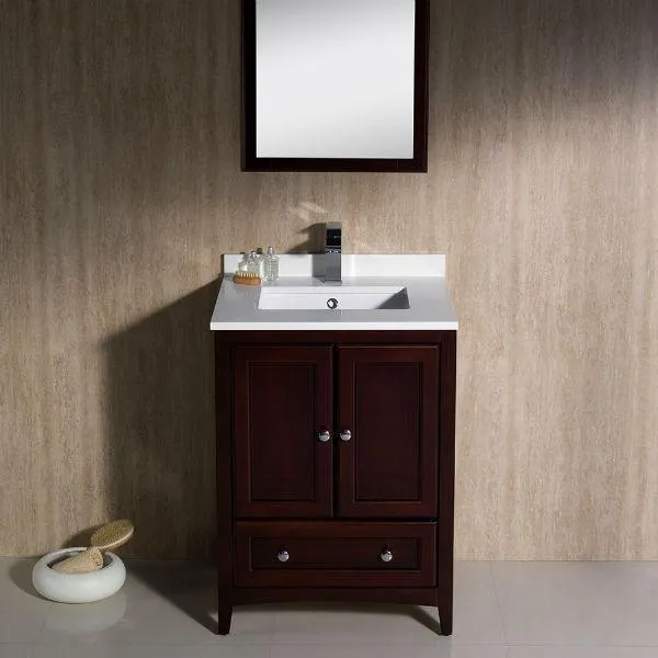 Fresca Oxford 24 Mahogany Traditional Single Bathroom Vanity with Faucet FVN2024