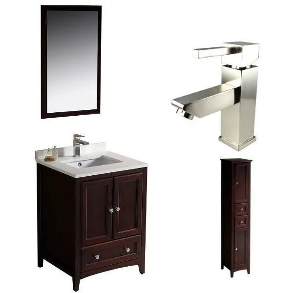 Fresca Oxford 24 Mahogany Traditional Single Bathroom Vanity with Faucet FVN2024