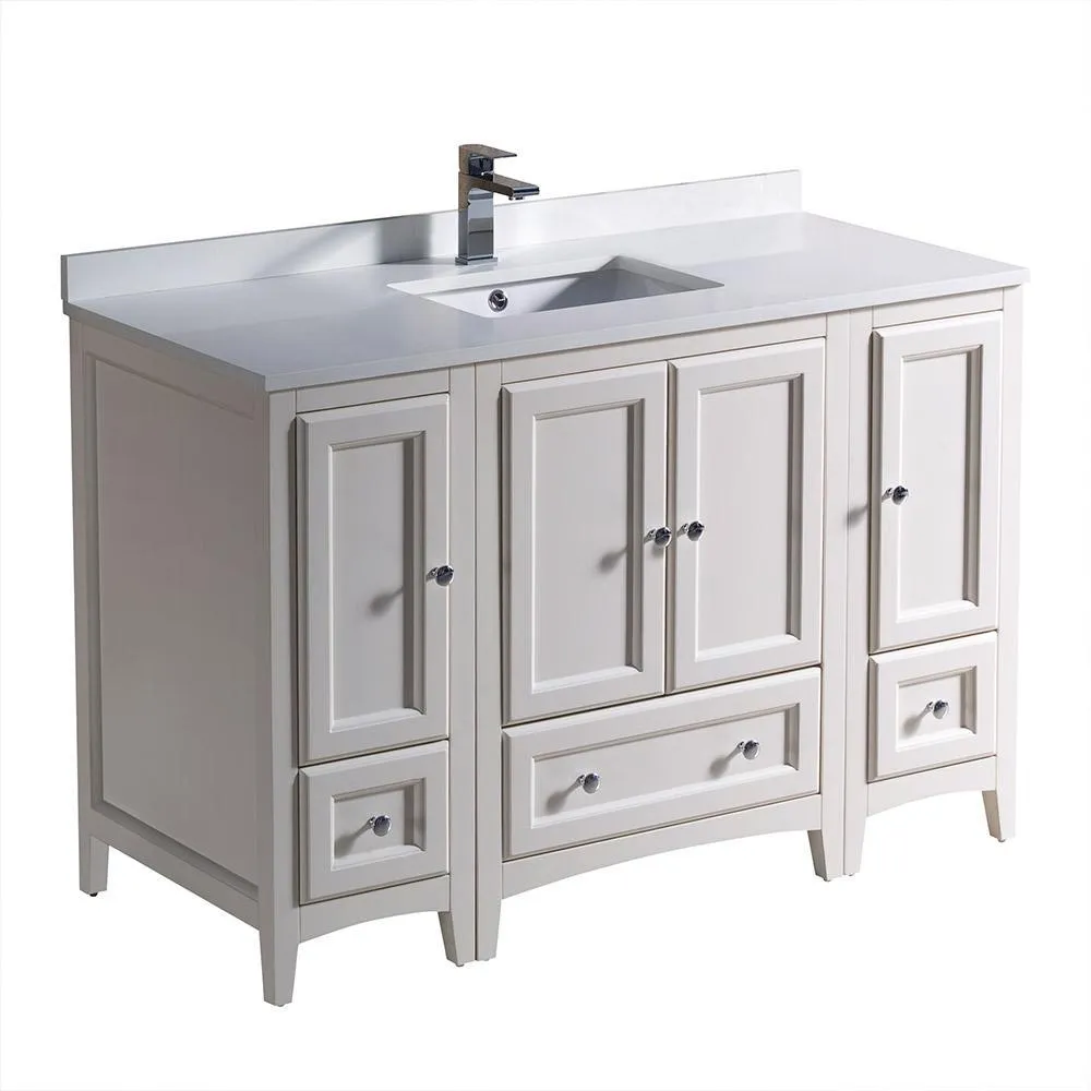 Fresca Oxford 48 Antique White Traditional Bathroom Cabinets w/ Top & Sink