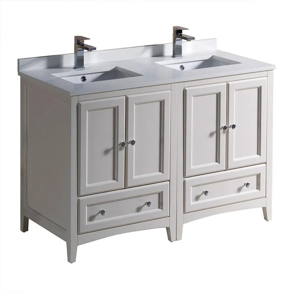 Fresca Oxford 48 Antique White Traditional Double Sink Bathroom Cabinets