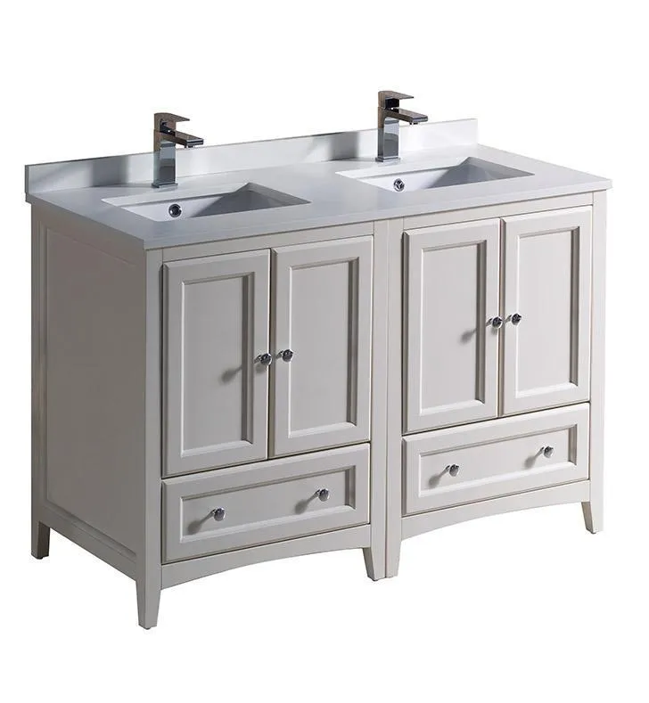 Fresca Oxford 48 Antique White Traditional Double Sink Bathroom Cabinets