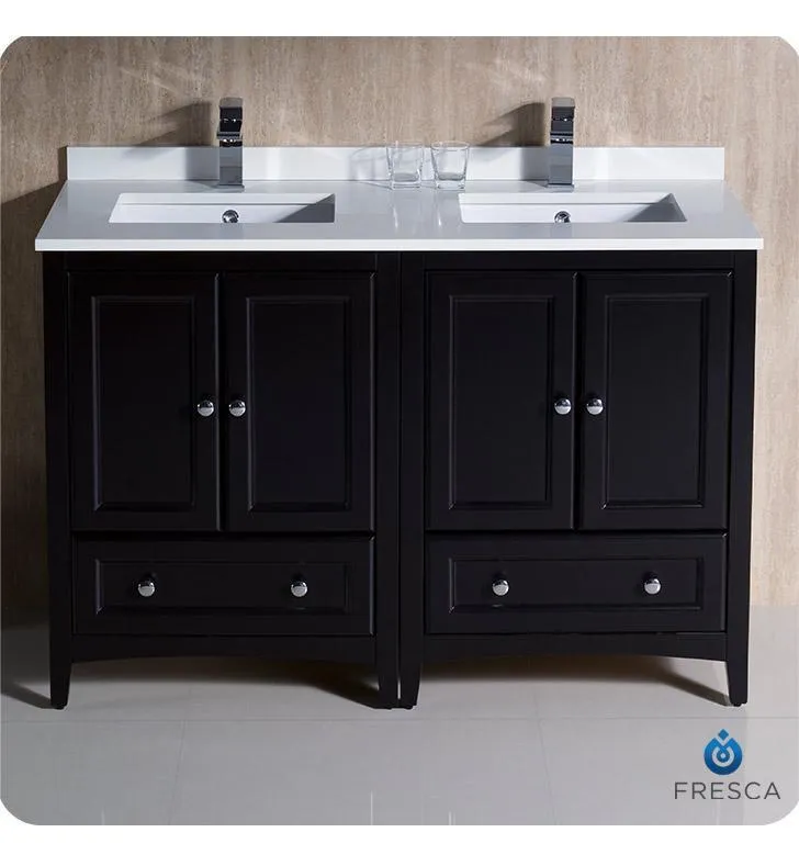 Fresca Oxford 48 Espresso Traditional Double Sink Bathroom Cabinets