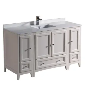 Fresca Oxford 54 Antique White Traditional Bathroom Cabinets w/ Top & Sink