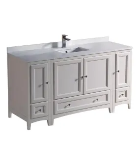 Fresca Oxford 60 Antique White Traditional Bathroom Cabinets w/ Top & Sink