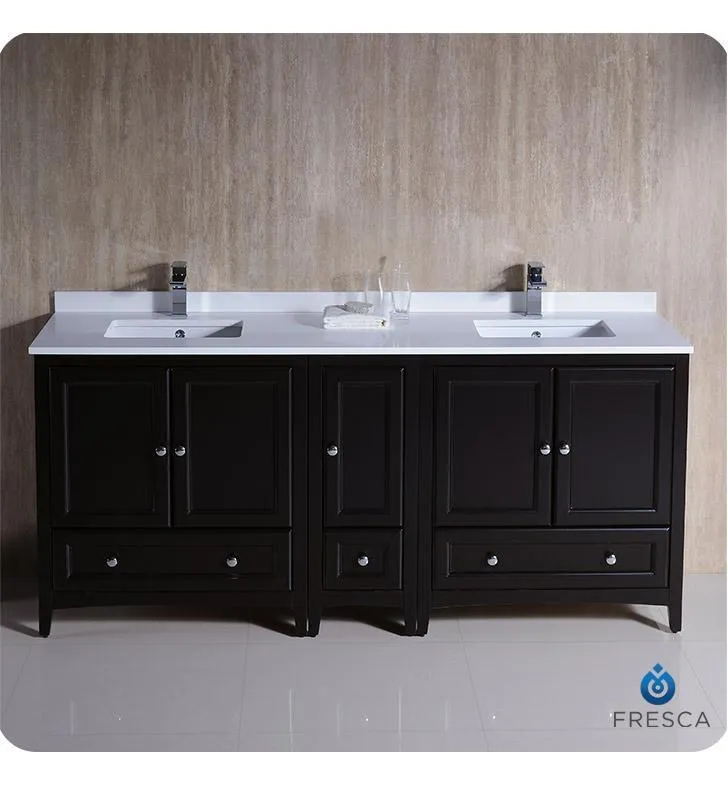 Fresca Oxford 72 Espresso Traditional Double Sink Bathroom Cabinets