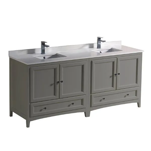 Fresca Oxford 72 Gray Traditional Double Sink Bathroom Cabinets