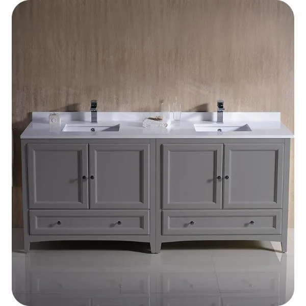 Fresca Oxford 72 Gray Traditional Double Sink Bathroom Cabinets